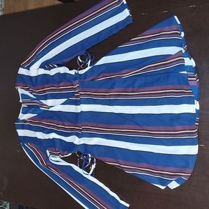 Flowy Navy & Maroon Genuine Wrap Dress Size M